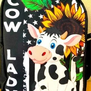 🐮 🌻 Comedic Cow and Sunflower 'Cow Lady' NEW Satchel / Messenger Bag